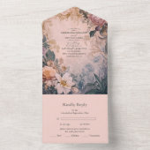 明エレガントるいピンク色のフローラ結婚の オールインワン招待状 (内側)