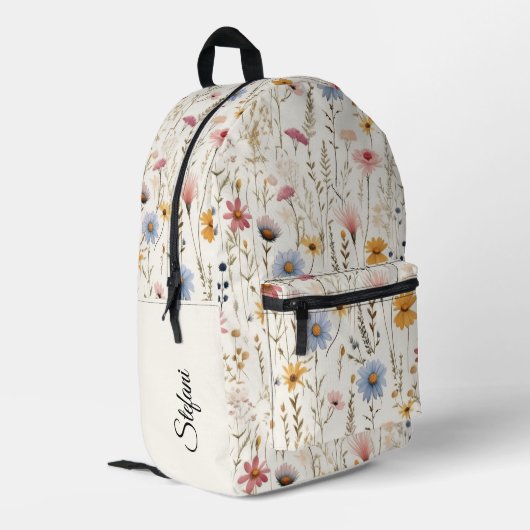 明エレガントるいフローラヴィンテージ植物名 プリントバックパック (裏面左端)