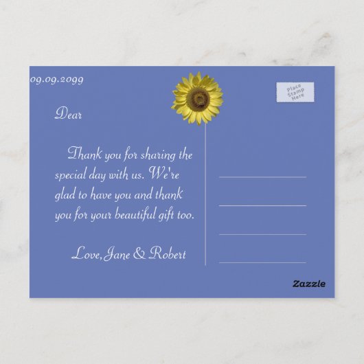 明エレガントるい夏の黄色のひまわり感謝していは ポストカード (裏面)