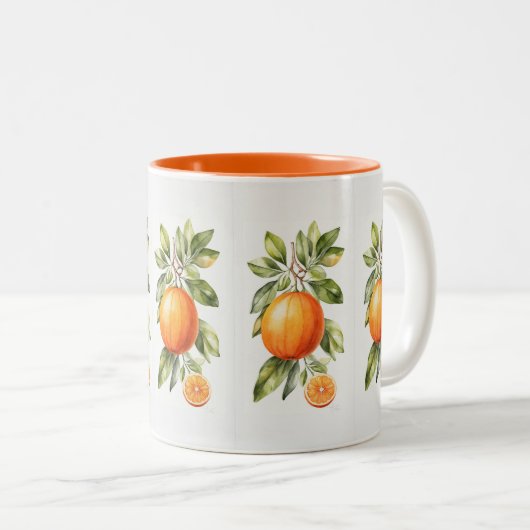 明エレガントるい水色オレンジマグカップ ツートーンマグカップ (正面右)