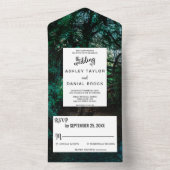 明エレガントるい緑のフローラの林の結婚列 オールインワン招待状 (内側)