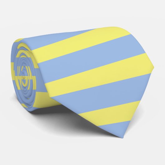 明エレガントるい青と黄色の横ストライプ線 ネクタイ (ロール)