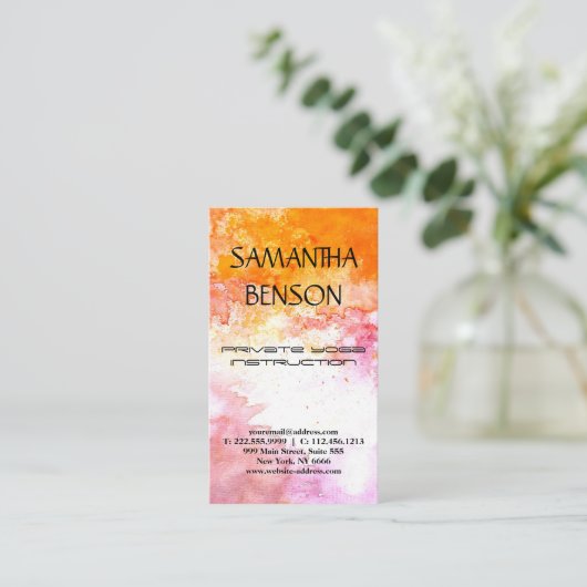 明エレガントモダン水色ヨガ 名刺 (スタンド正面)