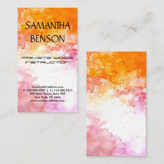 明エレガントモダン水色ヨガ 名刺 (正面/裏面)