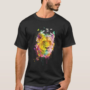 明カッコいいるい3のライオンヘカラフルッド Tシャツ