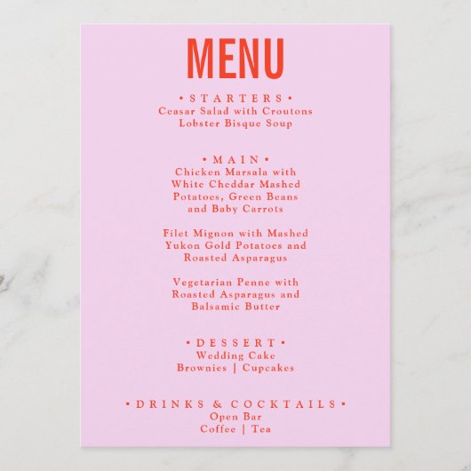 明カラフルるいはっきりしたファンキー結婚モダンレトロ メニュー (正面)