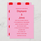 明カラフルるいはっきりしたフローラオレンジピ結婚ンク 招待状 (正面/裏面)