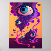 明カラフルるいサイケデリック抽象芸術ウォールプリント ポスター (正面)