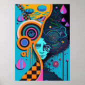 明カラフルるいサイケデリック抽象芸術ウォールプリント ポスター (正面)