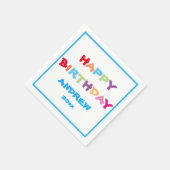 明カラフルるいパーソナライズされたハッピーバースデー紙 スタンダードカクテルナプキン (角)