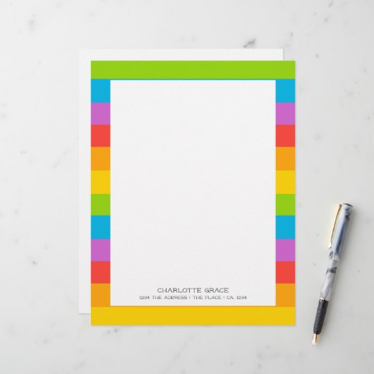 明カラフルるいパーソナライズされた虹 レターヘッド (正面/裏面インサイチュ)
