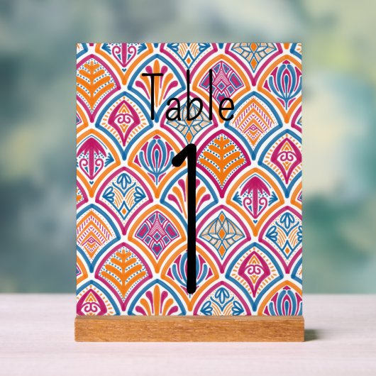 明カラフルるいピンクのブルー結婚イエローのテーブル アクリルサイン (ニュートラル)