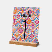 明カラフルるいピンクのブルー結婚イエローのテーブル アクリルサイン (傾斜)