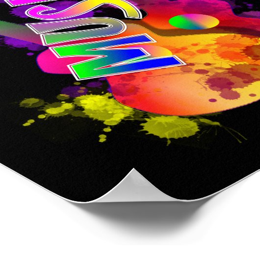 明カラフルるいポッピングのギター音楽絵を描のスプラッツ ポスター (角)