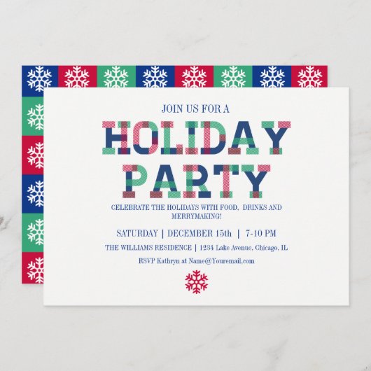 明カラフルるいメリークリスマス招待状カード 招待状 (正面/裏面)