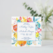 明カラフルるい水の色のフローラ結婚 招待状 (スタンド正面)