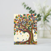 明カラフルるい色の虹の木 ポストカード (スタンド正面)
