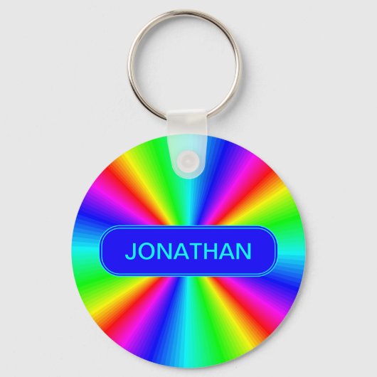 明カラフルるい虹パーソナライズされた キーホルダー (正面)