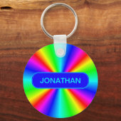 明カラフルるい虹パーソナライズされた キーホルダー (正面)