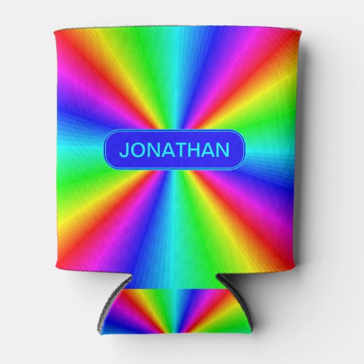 明カラフルるい虹パーソナライズされた 缶クーラー (正面)