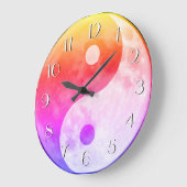 明カラフルるい陰陽の月の数エレガント数 ラージ壁時計 (傾斜)