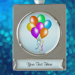 明カラフルるい風船 シルバープレートバナーオーナメント