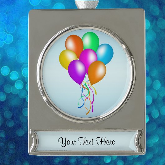 明カラフルるい風船 シルバープレートバナーオーナメント