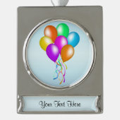 明カラフルるい風船 シルバープレートバナーオーナメント (正面)