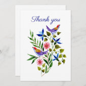 明カラフルるい鳥と花 サンキューカード (正面/裏面)