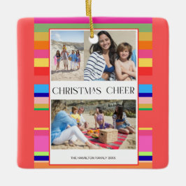 明カラフルるい4枚の写真のクリモダンスマス セラミックオーナメント