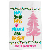 明カラフルメリーるいピンクのクリスマスツリーカスタム ミディアムペーパーバッグ (裏面)
