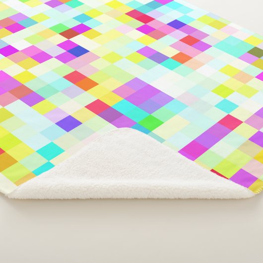 明カラフル色数々のモザイク模様 シェルパブランケット (3/4)