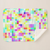 明カラフル色数々のモザイク模様 シェルパブランケット (正面(横))