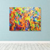 明カラフル色数々の抽象芸術絵を描アート キャンバスプリント (インサイチュ (ウッドフロア))