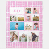 明ガーリーるいピンク12フォトモダンミニマル抽象芸術 フリースブランケット (正面)