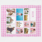 明ガーリーるいピンク12フォトモダンミニマル抽象芸術 フリースブランケット (正面(横))