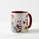 明クラシックるい色合いの花の水色 マグカップ (正面右)