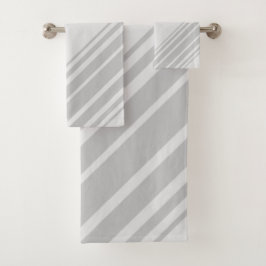 明スタイリッシュ暗いグレーの対角ストライプ線 バスタオルセット