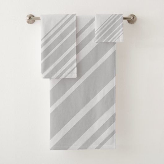 明スタイリッシュ暗いグレーの対角ストライプ線 バスタオルセット (インサイチュ)
