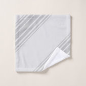 明スタイリッシュ暗いグレーの対角ストライプ線 バスタオルセット (ウォッシュタオル)