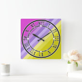 明ストライプのるい スクエア壁時計 (ホーム)