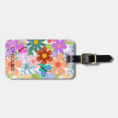 明パーソナライズされたるいカラフル花 ラゲッジタグ (正面横)