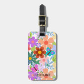 明パーソナライズされたるいカラフル花 ラゲッジタグ (正面縦)