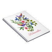 明パーソナライズされたるいカラフル鳥と花 ノートブック (右側)