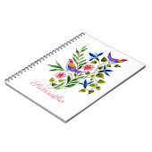明パーソナライズされたるいカラフル鳥と花 ノートブック (左側)