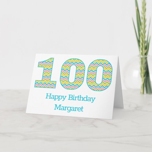 明パーソナライズされたるいシェブロン100番目の誕生日カード カード (正面)