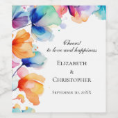 明パーソナライズされたるいフローラウォーター結婚カラー ワインラベル (シングルラベル)