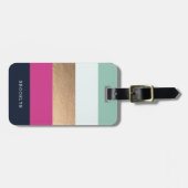 明パーソナライズされたるい声とフェイク金ゴールド ラゲッジタグ (正面横)