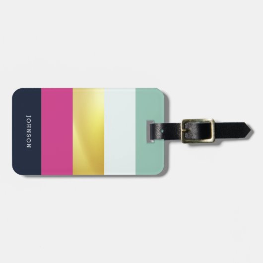 明パーソナライズされたるい声とフェイク金ゴールド ラゲッジタグ (正面横)