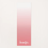 明パーソナライズされたるい珊瑚と白グラデーション色 ヨガマット (正面)